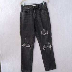 PacSun Women's Black Distressed High Rise Mom‎ Jeans Waist 26